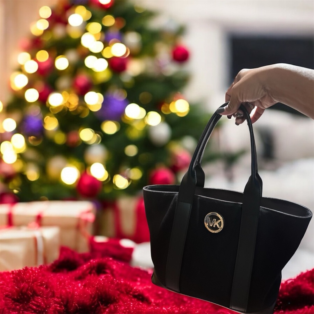Michael Kors Black Tote with Gold Accent